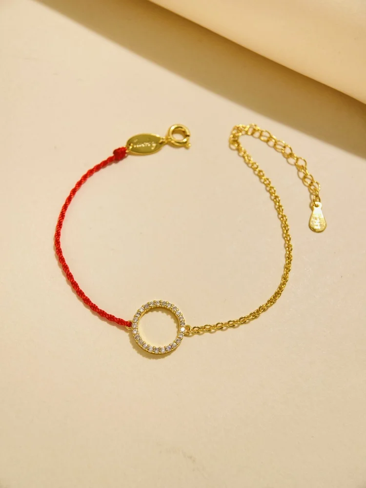 Bransoletka damska ze srebra próby 925, modna, prosta, z cyrkoniami, połówka łańcuszka, połówka sznurka, okrągła, na rocznicę, wysokiej jakości, elegancka biżuteria.