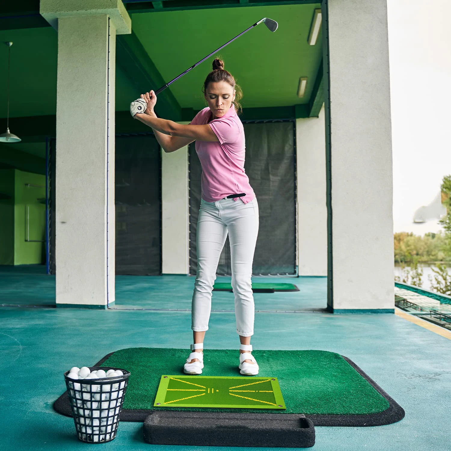 Golf Training Mat for Swing Detection Batting Golf Training Aid That Shows Swing Path Feedback and Correct Hitting Posture