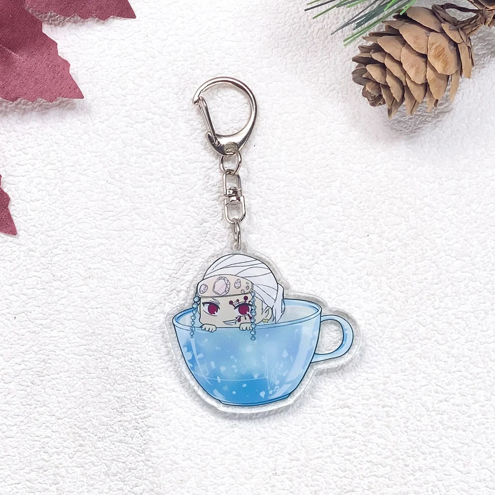 1/16Pcs Anime Figures Demon Slayer Keychain Accessories Acrylic Cute Charms Pendant For Bag Funny Key Holder Backpack Decoration