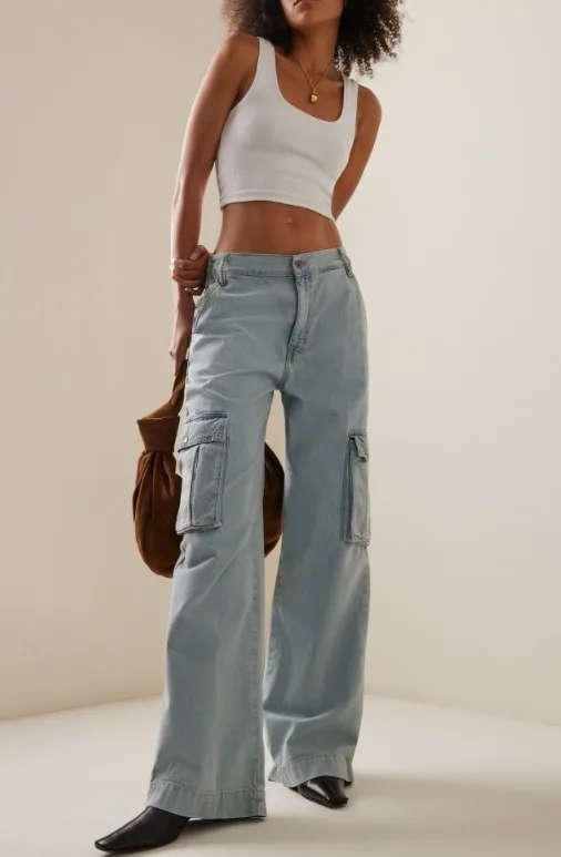 

Women Jeans Wide Leg Pants High Waist Loose Fit Denim Pockets Spring Solid Slight Strech Ankle Length Basics 2024 Washing