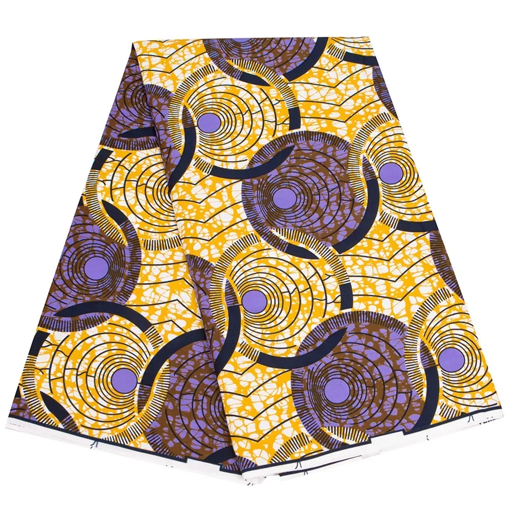 Most Popular African Real Wax Fabric Cotton Nigeria Style High Quality Ankara Golden Gold Print Wax Pagne For Party Dress