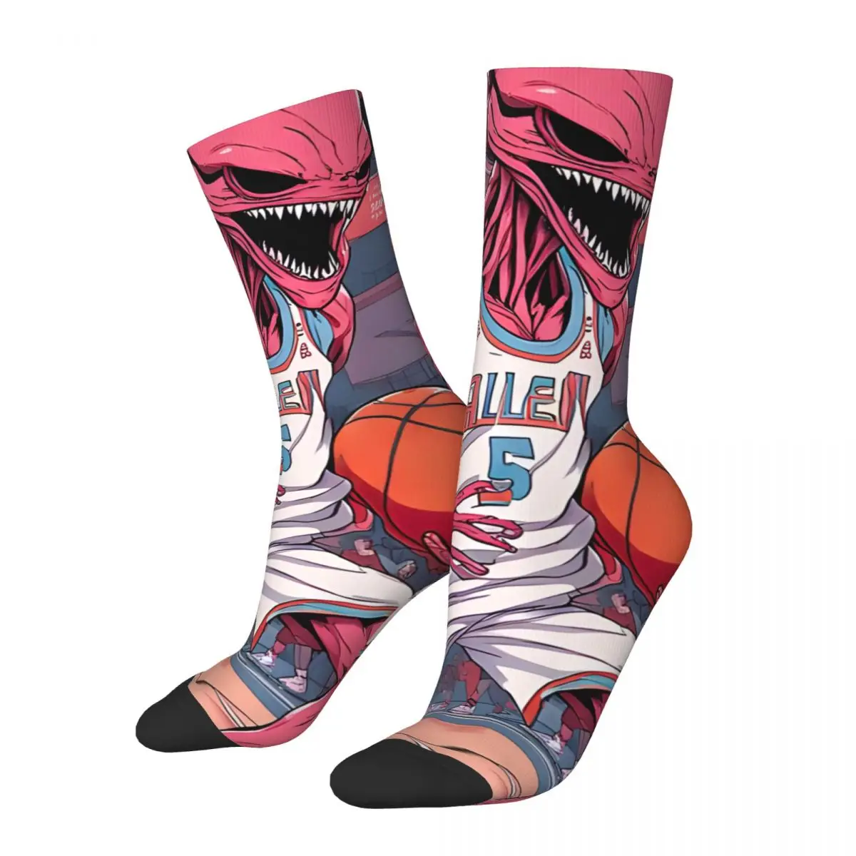 Sports Men's Socks Vintage Harajuku A-Alien Basketball Street Style Novelty Casual Crew Sock