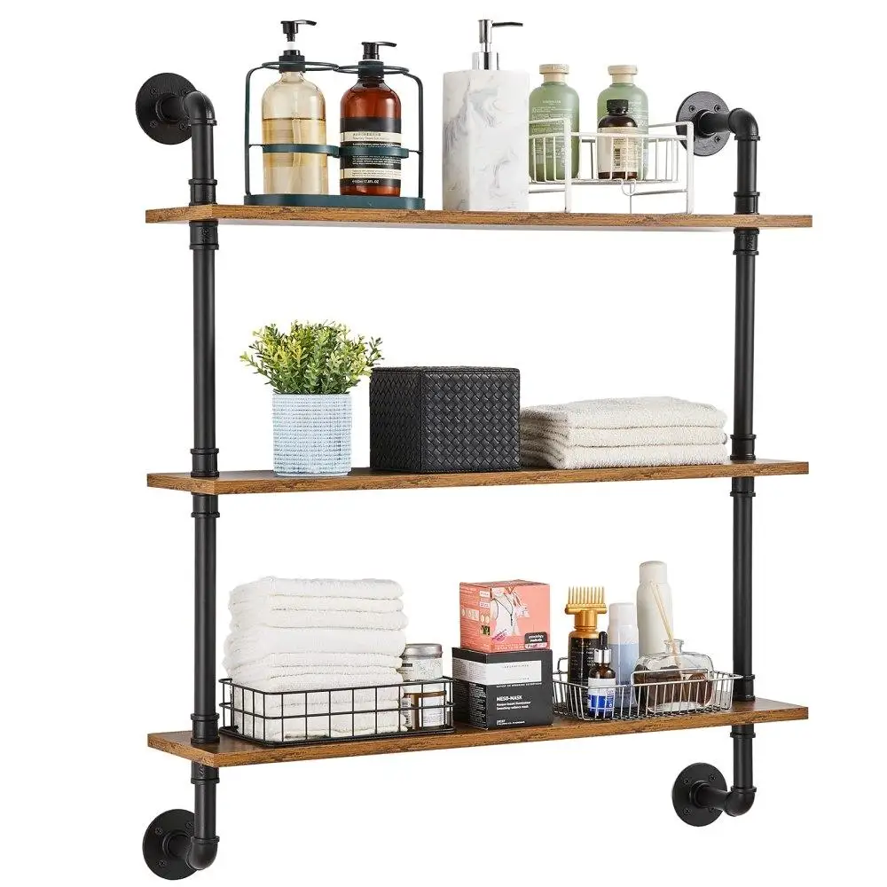 

Industrial Pipe Shelf 3 Tier 32x7.87in Wall-Mount for kitchen Bedroom