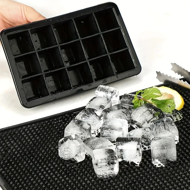 

New 15 Grid Silicone Ice Cube Tray with Lid Square Food-grade Ice Cream Tools for Whisky Cocktail Maker Summer Necessities