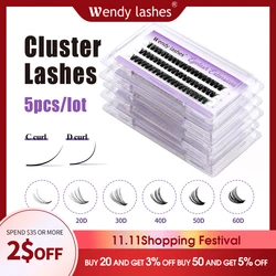 Wendy Lashes 5pcs/Lot Cluster lashes 3 Rows 30D/40D Bundles Natural Style Individual Eyelashes Handmade Supplier