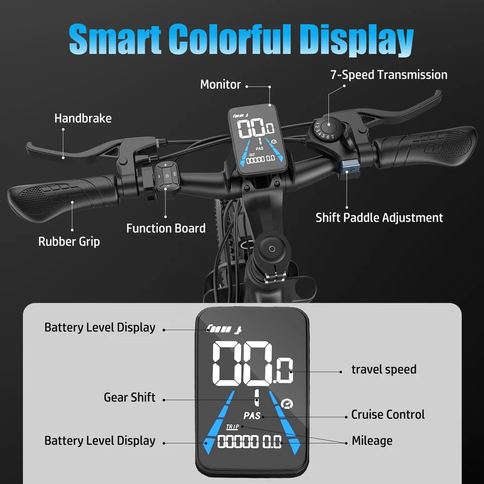 ASKGO Adult Mountain Electric Bike, 1500W Peak Motor, 25MPH Top Speed, 26" Tires with Front & Rear Brakes, 48V 10.4Ah Removable Battery, 55 Miles Max Range, 7-Speed Gearshift for Urban Commute, UL2849 Certified image 9