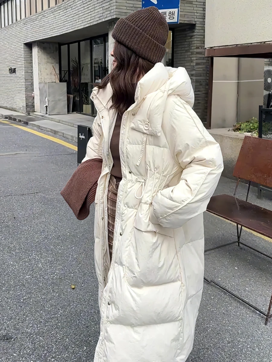 Ropa de abrigo blanca con capucha larga Du down Jaet para mujer, ropa de abrigo para ir al trabajo, novedad de invierno 2024