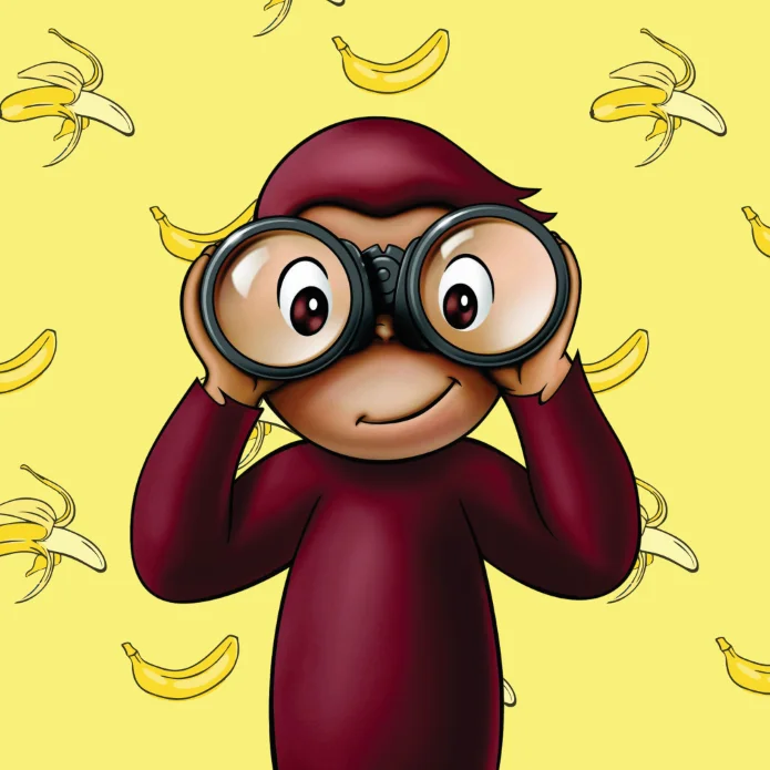 6x6ft Personalized Curious George Monkey Yellow Banana Happy Birthday Party Custom Photo Background Backdrop Vinyl 180cm x 180cm