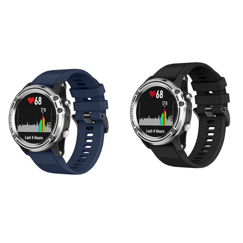 

Ремешок силиконовый для наручных часов, быстросъемный браслет для Garmin Fenix 5X Plus, 26 мм-синий и черный, 2 комплекта