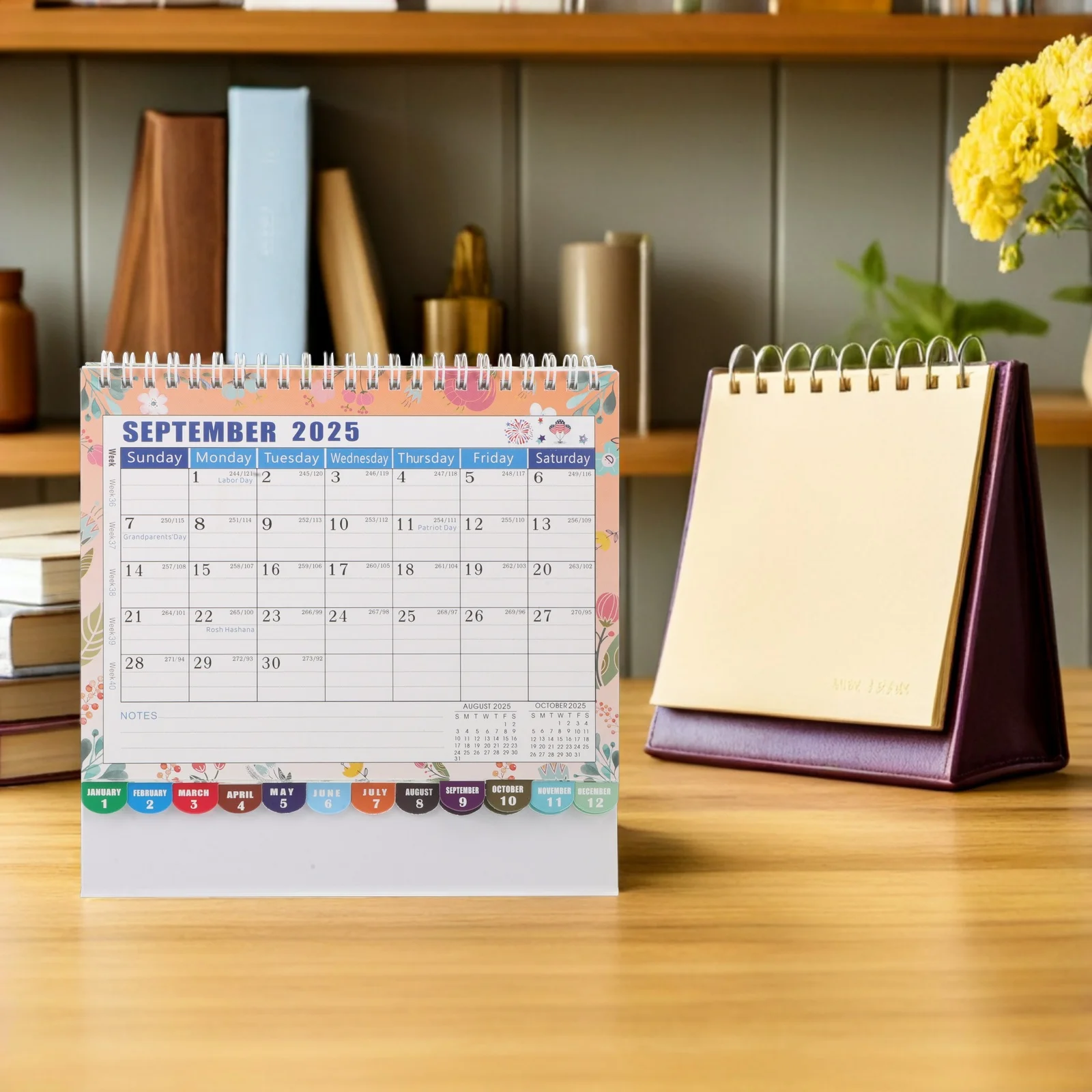 

2026 Small Standing Desk Calendar Floral Flip Monthly Planner Mini Desktop Calendar Office Home Yearly Planner
