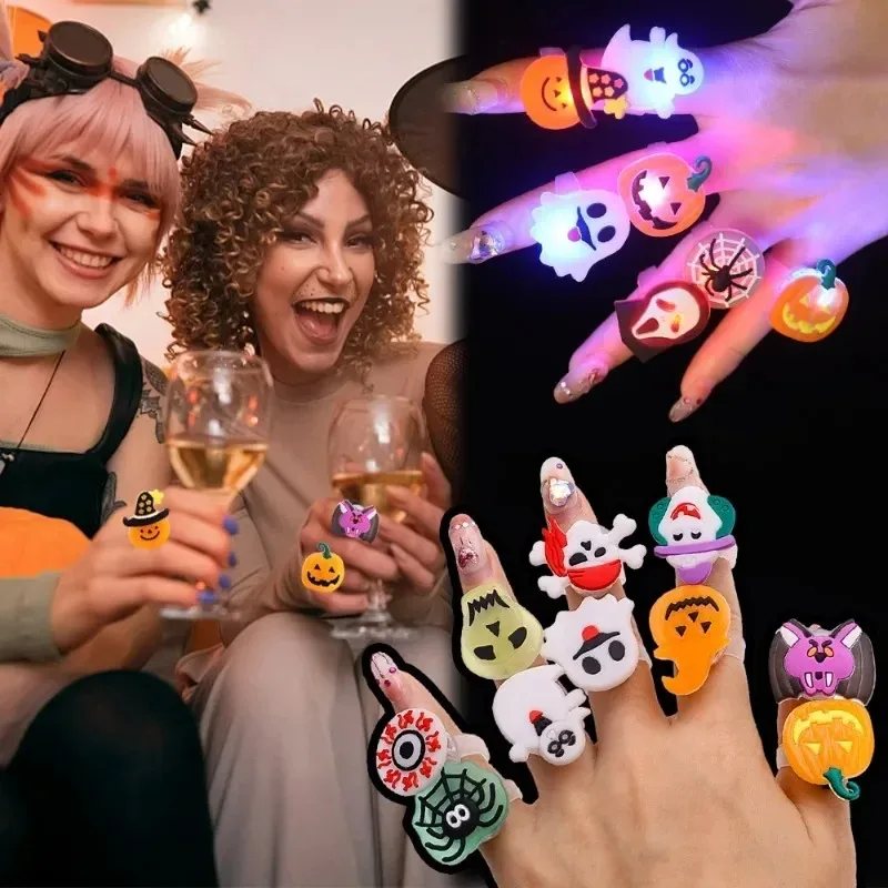 10-50 Stück LED-Ringe, Halloween-Leuchtringe in Form von Geistern und Fledermäusen, leuchtende Finger-Ringe, Halloween-Party, Geburtstagsgeschenke, Dekorationen und Zubehör. – Detail 11