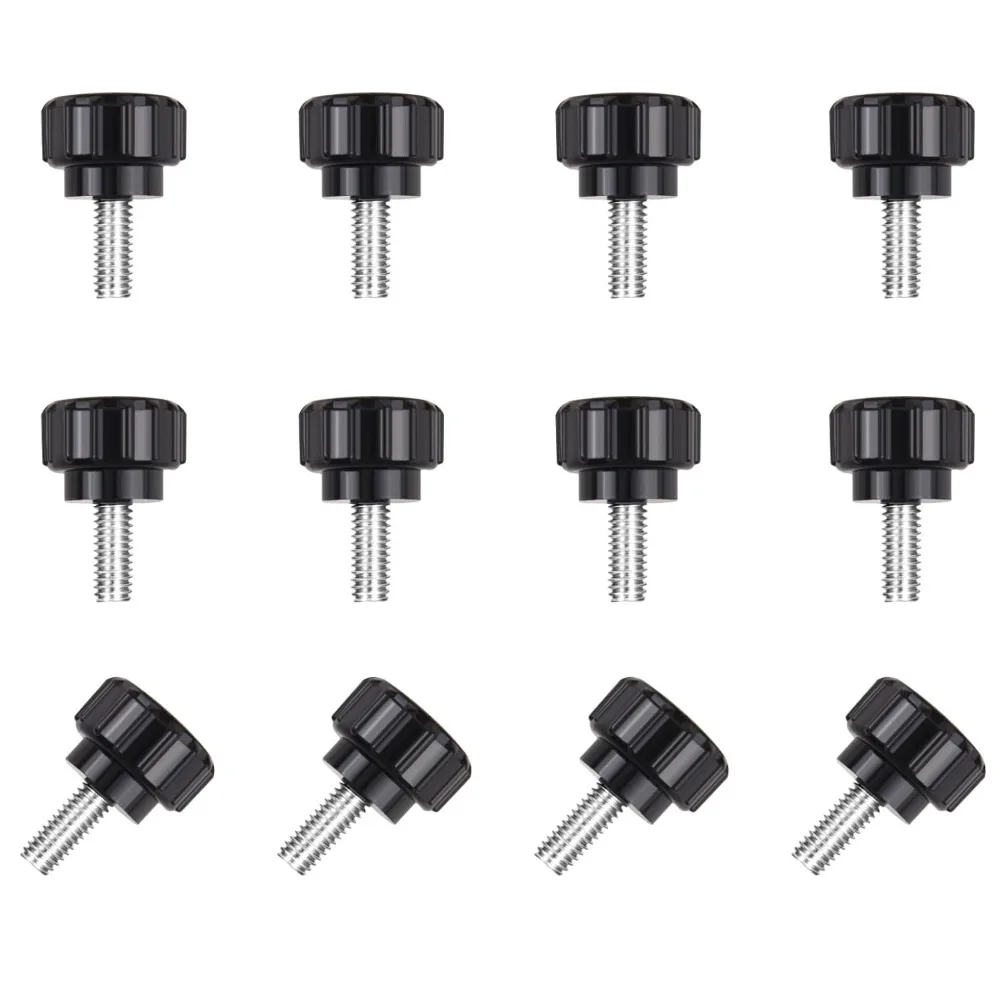 6/12Pcs M4x10mm Threaded Knurled Thumbscrew Carbon Steel Clamping Knobs Grip Thumb Screw Mounting Thumb Screw Monitor Screws