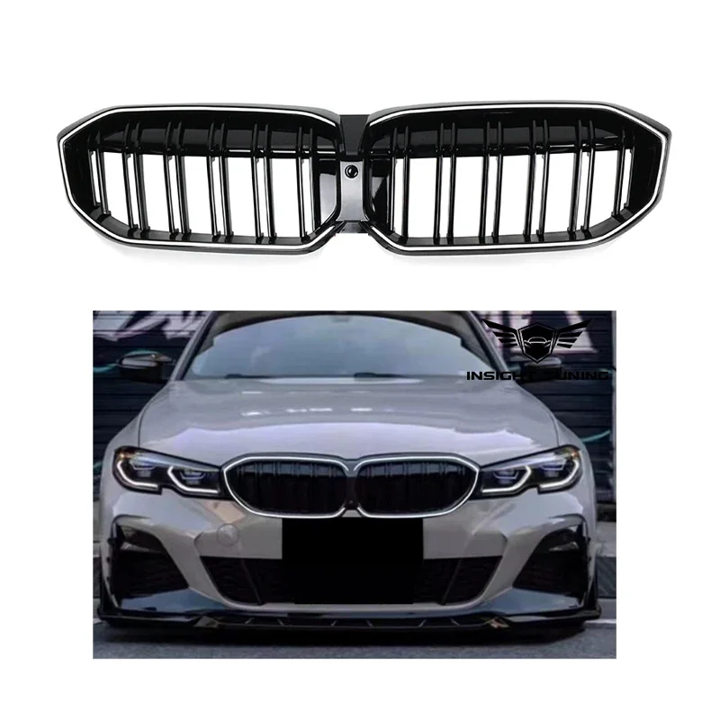 

3 Series Auto Accessoires Double Wires Led Grille Glossy Black Color Front Grill With Light For G20 Pre Car Grills 2019-2022