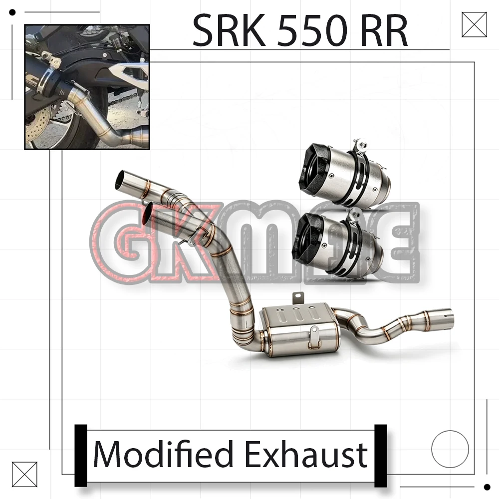 For QJMOTOR SRK 550 RR SRK550RR Motorcycle Modified Exhaust System Back Pressure Muffler Single Exit Dual Exit Exhaust Slip-On
