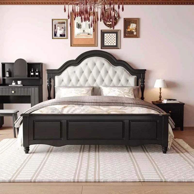 

Storage Royal European Double Bed Frames Headboard Wood Luxury Bed Frame Aesthetic Sleeping Cama De Casal Home Furniture