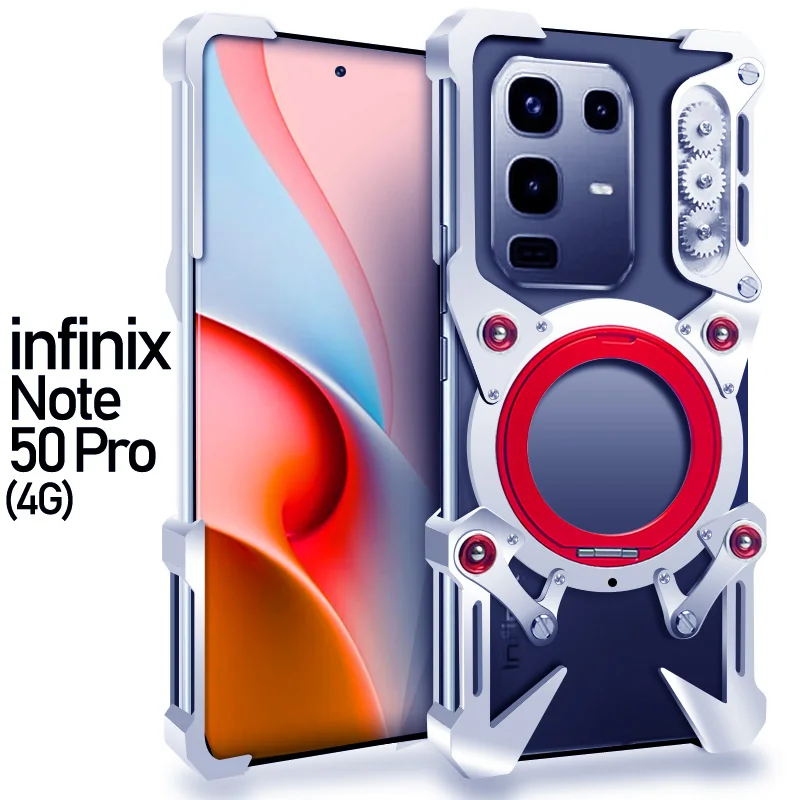 فاخر زيمون معدن جديد ثور الثقيلة درع معدن الألومنيوم جراب هاتف ل انفينيكس GT 10 20 نوت 40 50 برو + عودة Fundas Coques #6