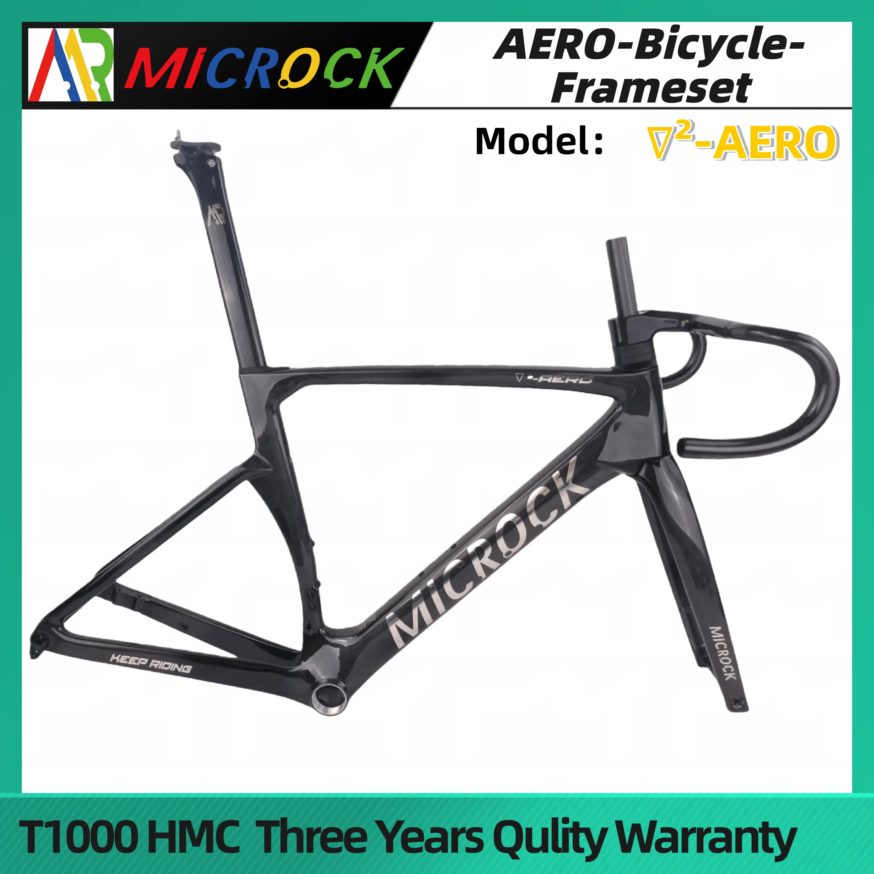 MICROCK T1000 HMC Full Carbon Fiber Aero Bike Frameset with handlebar only 820g Internal Rount Cable Lines with OEM Color