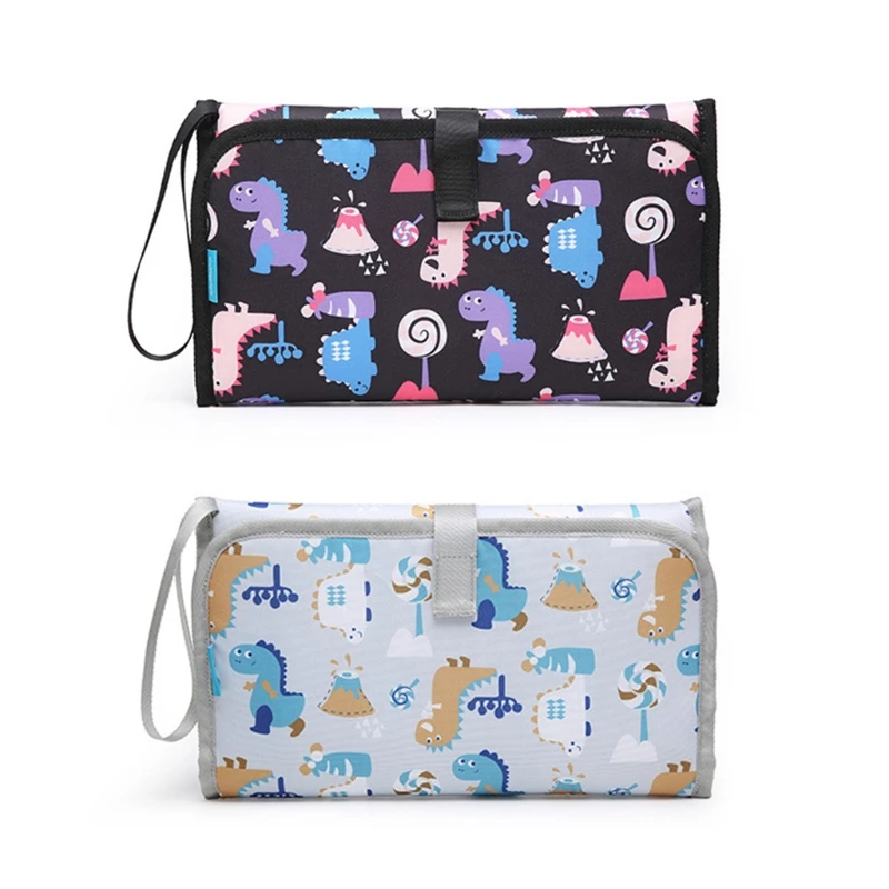 Changing Pad Portable Baby Diaper Changing Mat Newborn Essentials Must Haves Clutch Station Cartoon Animals Print