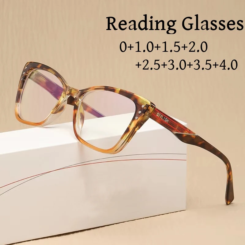 

Presbyopia Glasses for Women Men Vintage Cat Eye Frame Far Sight Diopter Finished Prescription Reading Eyeglasses Diopter To+4.0