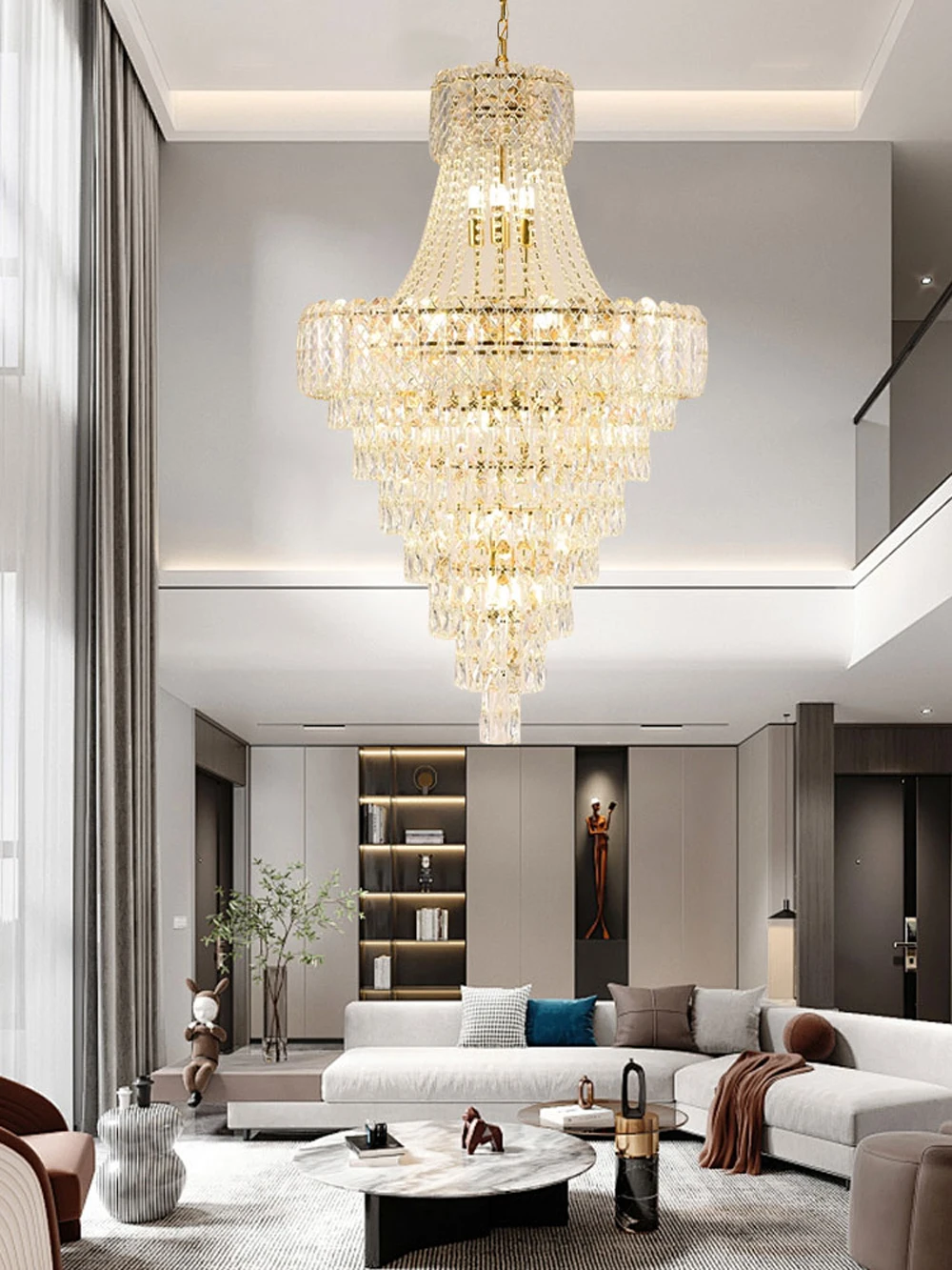 K9 Crystal Clear Amber Grey LED Chandelier