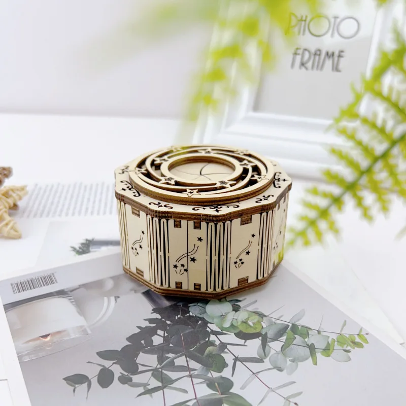 

Natural Wooden Music Box 3d Stereo Puzzle Diy Music Box Puzzle Assembled Gift Sky City Music Box Handmade Birthday Gift Decorati