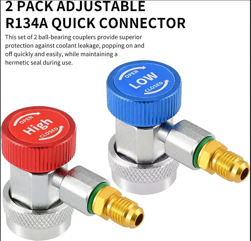 

R134A Freon H/L Auto Car Quick Coupler Connector Adapters For Air Conditioning Refrigerant Adjustable Manifold Gauge Set