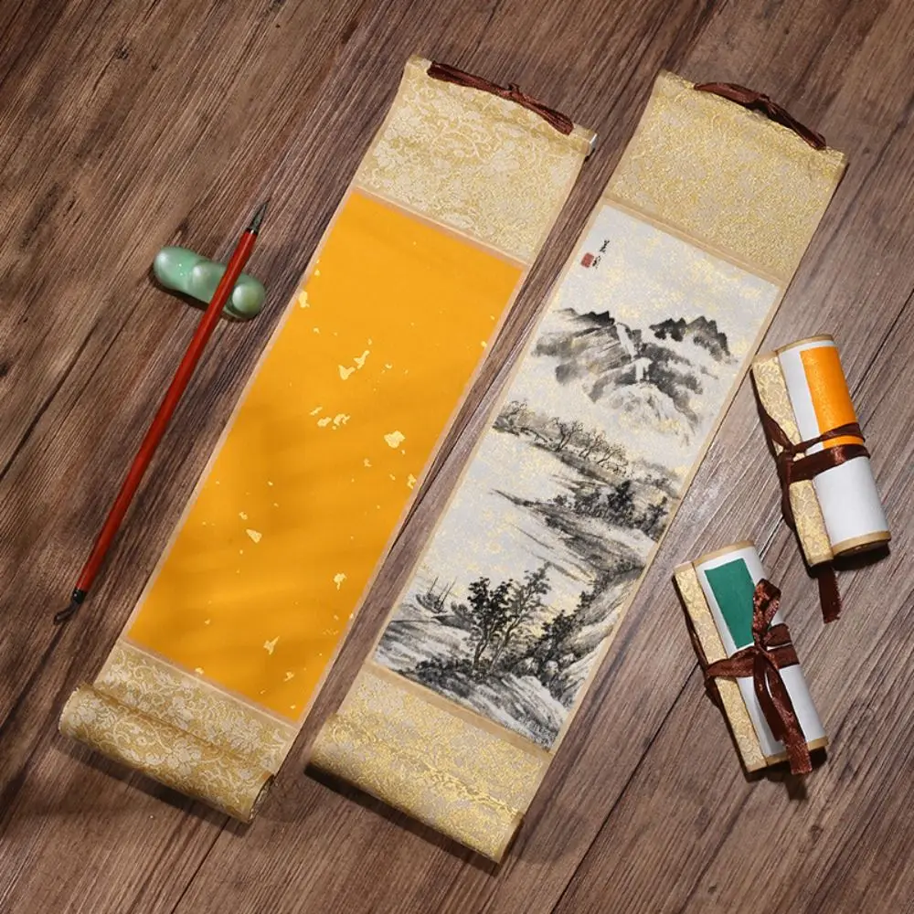 Painting Drawing Paper Gilded Rice Paper Scroll Self-made Gifts Chinese Style Mini Batik Trumpet Scroll Hand-rolled Handcrafts