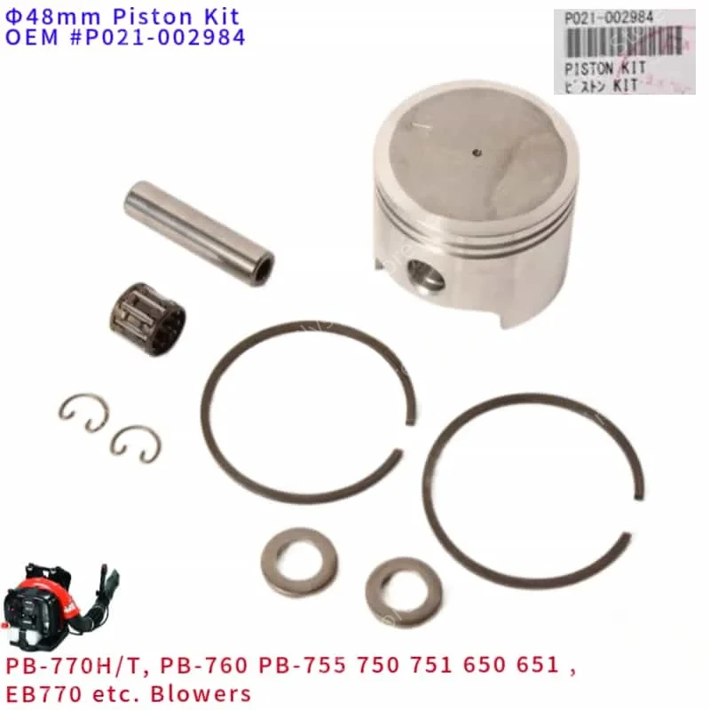 PB-770 PISTON KIT 48MM P021-002984 FOR ECHO PB-760 PB755 750 751 650 651 SHINDAIWA EB770 EB633 Cylinder RINGS PIN CLIPS ASSEMBLY