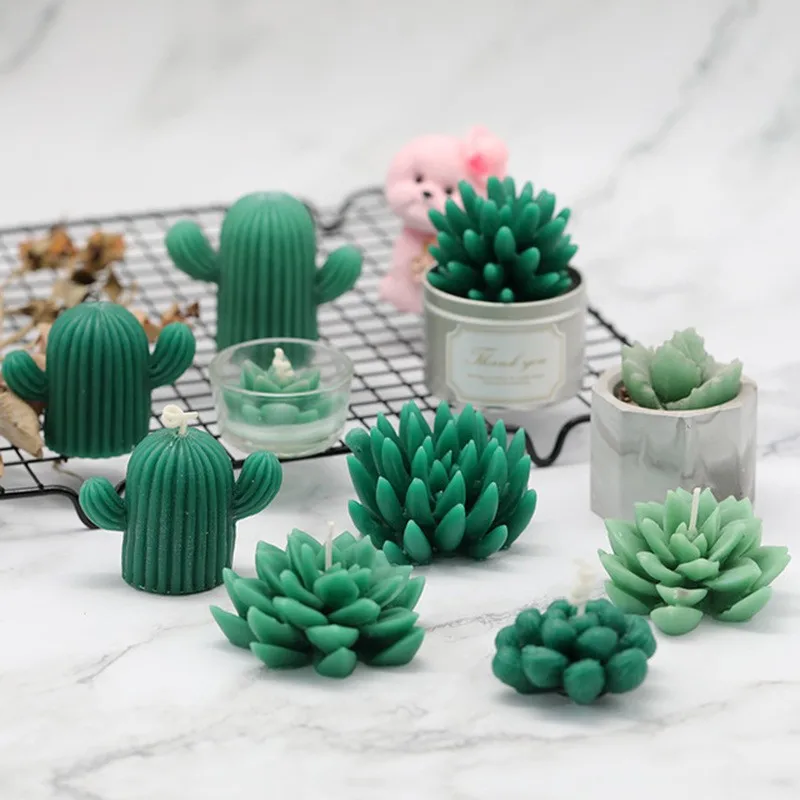 3D Succulent Plant Silicone Mold DIY Handmade Scented Candle Mould Plants Aromatherapy Plaster Soap Making Supplies Home Decor