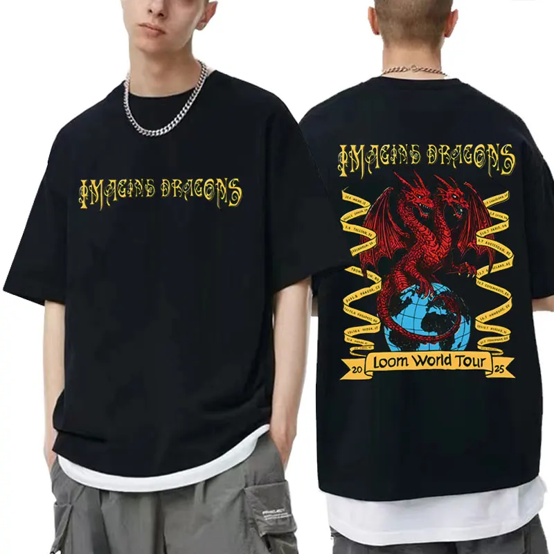 

Rock Band Imagine Dragons Loom World Tour 2025 T-shirt Men Women Gothic Oversized T Shirts Men's Casual Cotton Vintage T-shirts