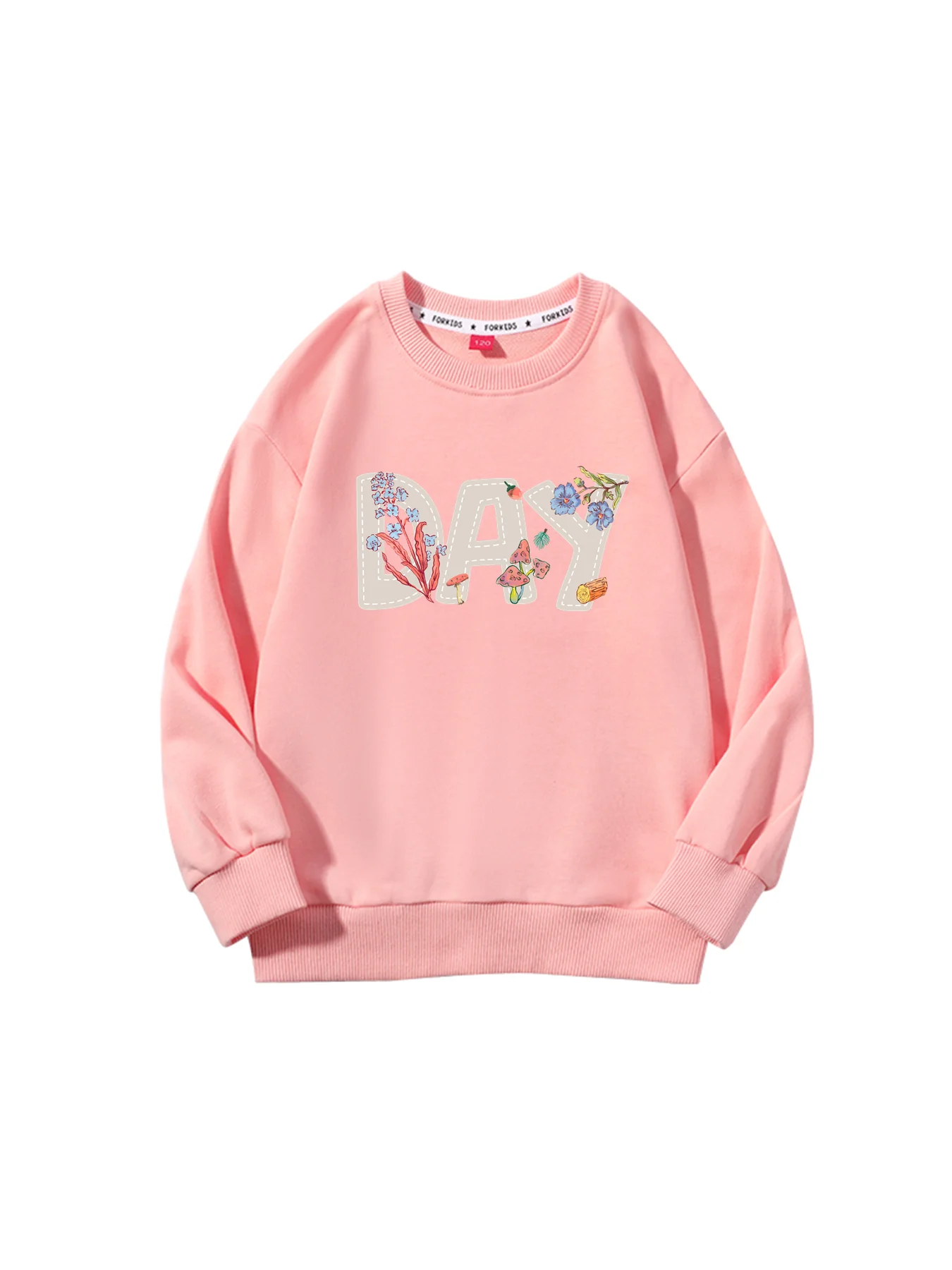 Fashion Kids Clothes Girls Spring Hoodies Romantic Flower Letter Print Children Long sleeved Tops Pullover Girl Sweatshirt Fall