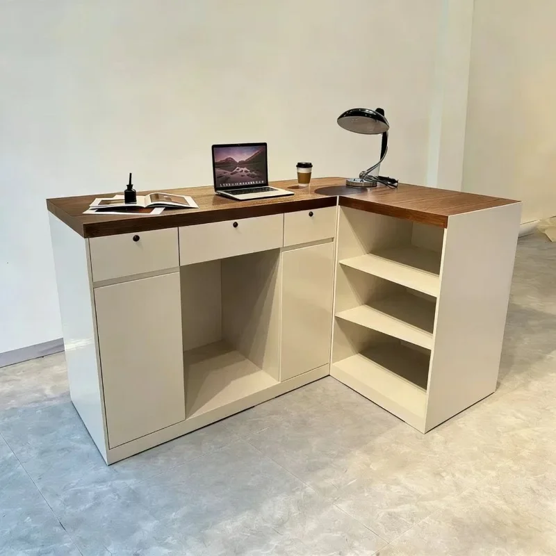Modern clothing store checkout page corner beauty salon bar training company front desk reception desk baking paint