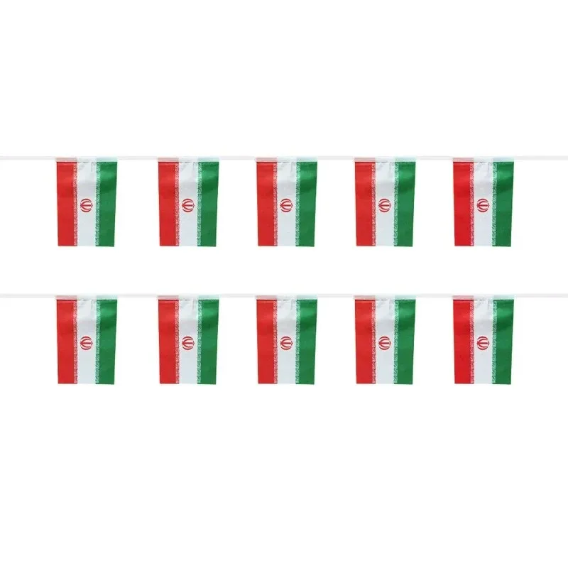 Xvggdg 20pcs/Set 14x21cm Iran Bunting Flags Polyester Iran String Flags Pennant Banner Festival Party Holiday