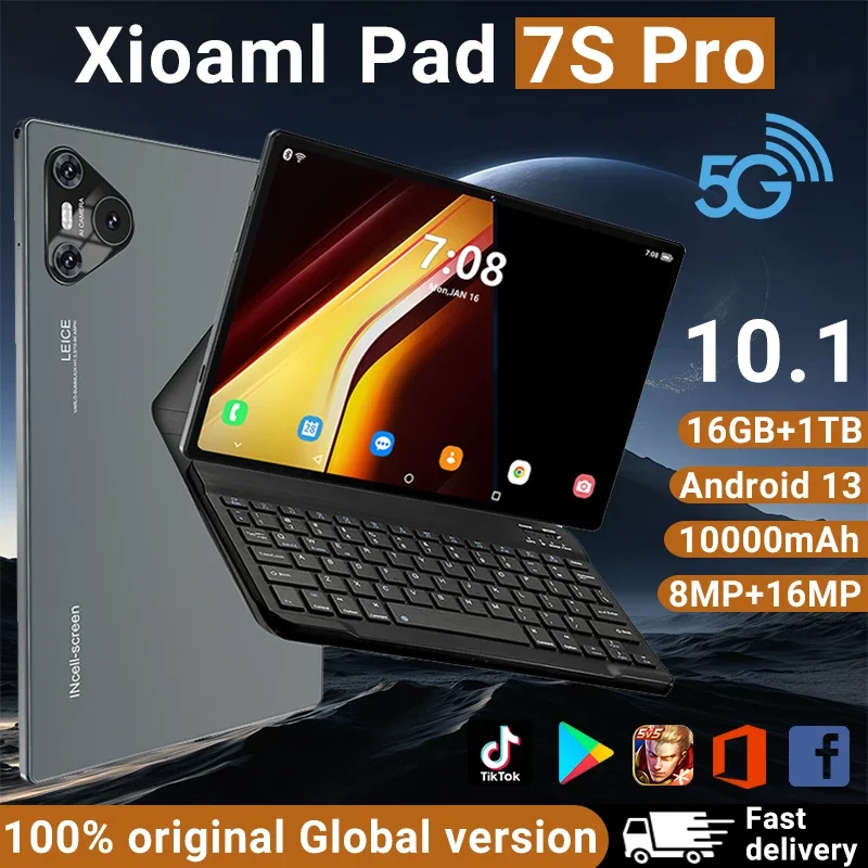 Original Xioami Tablet 10.1 inch Pad 7S Pro 16GB+1024GB 10000mah HD 4K Tablette 5G WiFi Dual SIM Global Version Google Tablet PC