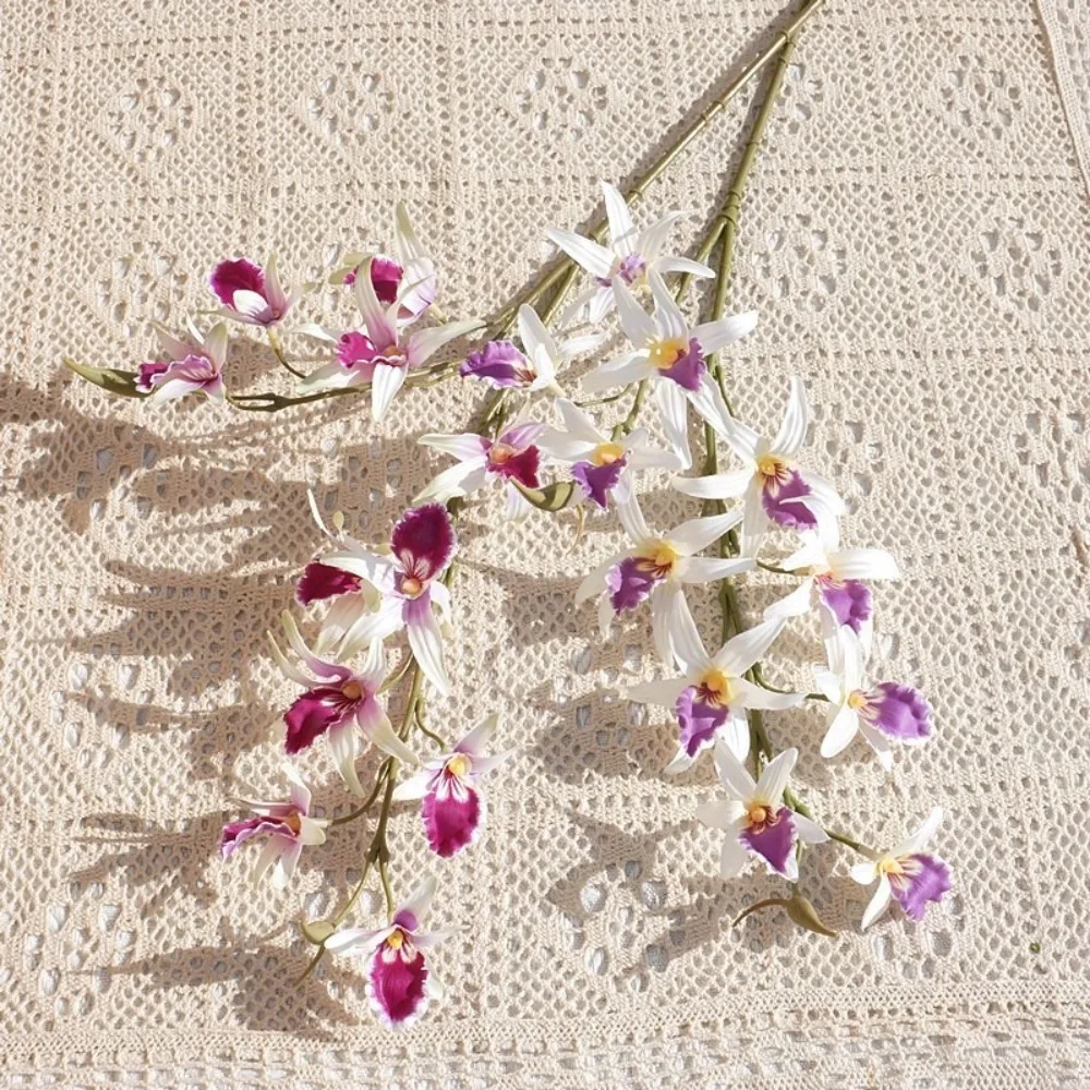 2 Fork Artificial Dendrobium Branch Realistic Handmade Simulation Orchids Real Touch Exquisite Fake Flowers Wedding Party Decor