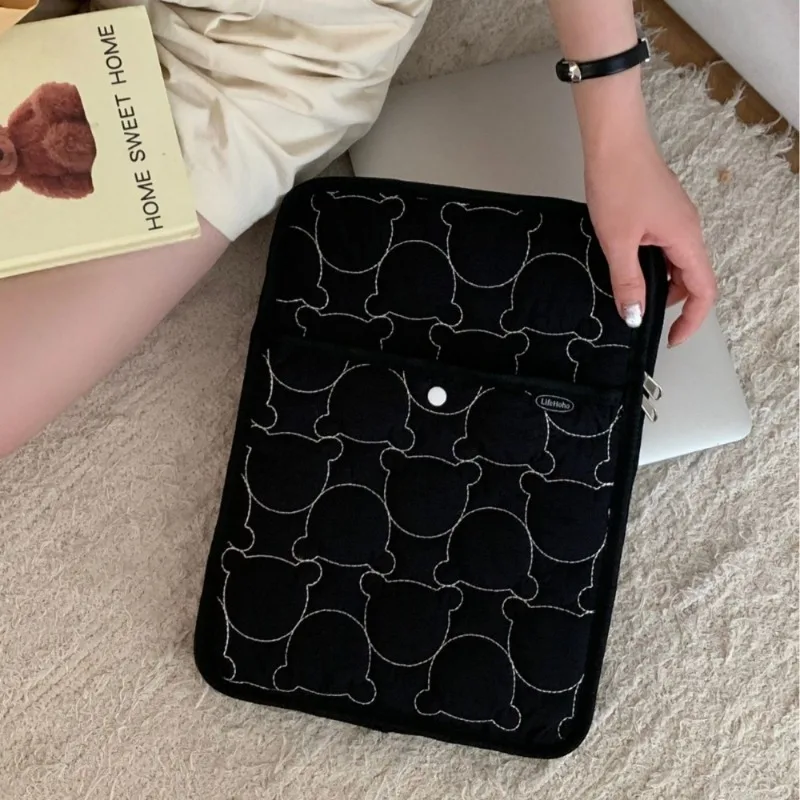 15 Inch Laptop Bag Bear Embroidery Computer Bags Suitable for Laptop Women 13inch for Tablet Ipad10-11 Inch Liner Bag