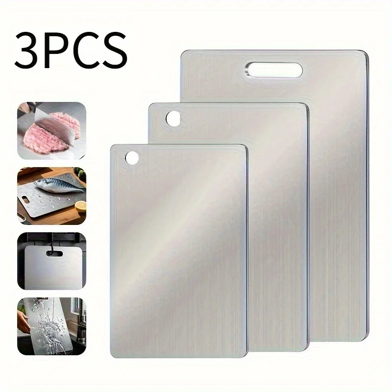 

316 Stainless Steel Panel and Chopping Board Kitchen Household Thickened Double Sided Cutting Board Block Kneading Dough Board