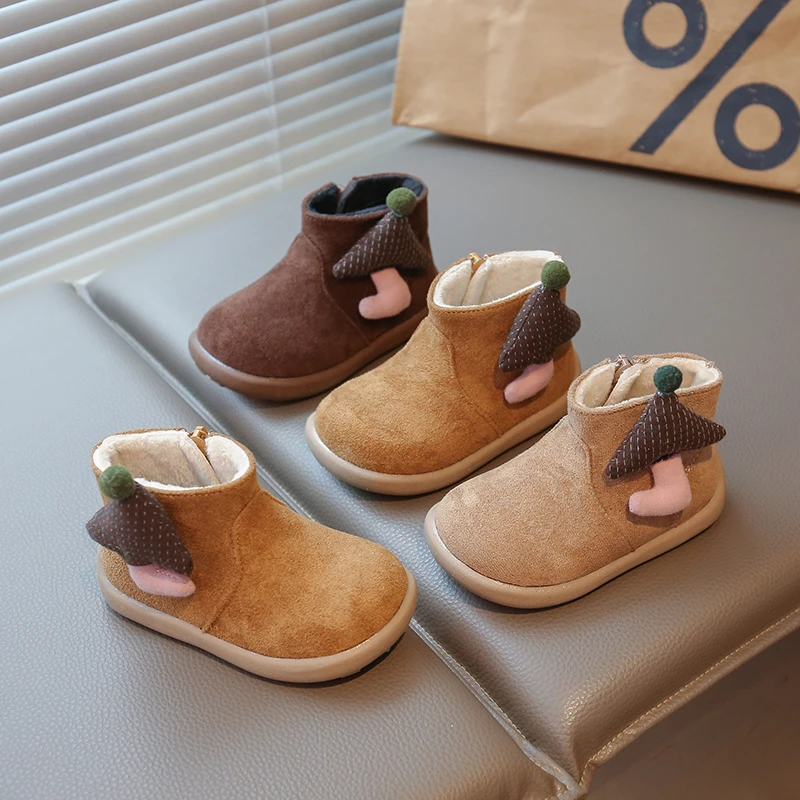 

Children Cotton Short Boots for Girls Boys 2025 Winter New Fashion Korean Style Soft Sole Anti-slippery Versatile Keep Warm Shoe
