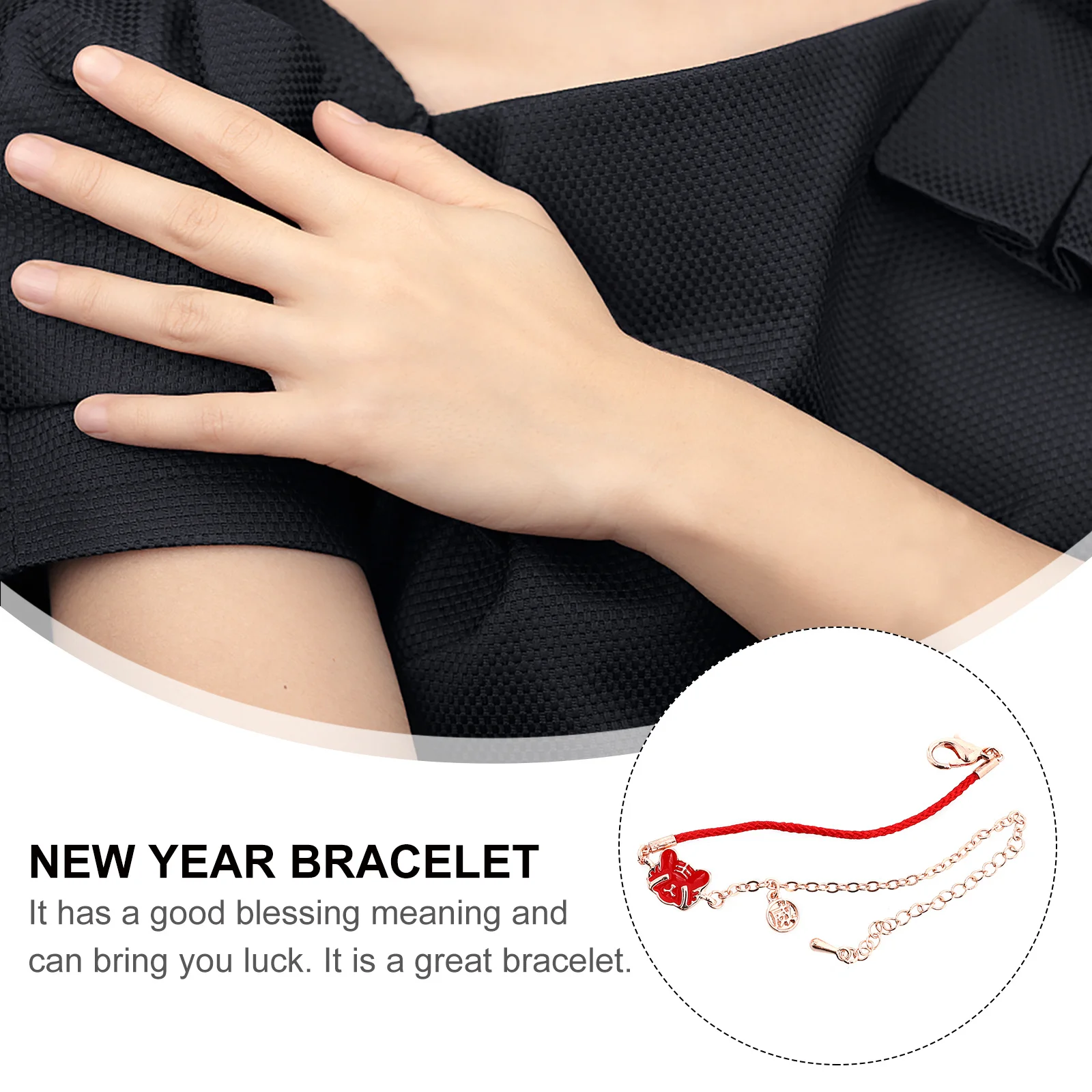 

1Pcs Charming Hu Bracelet Durable Alloy Red Rope Decorative Wrist Chain New Year Festival Gift Wrist Chain Luck