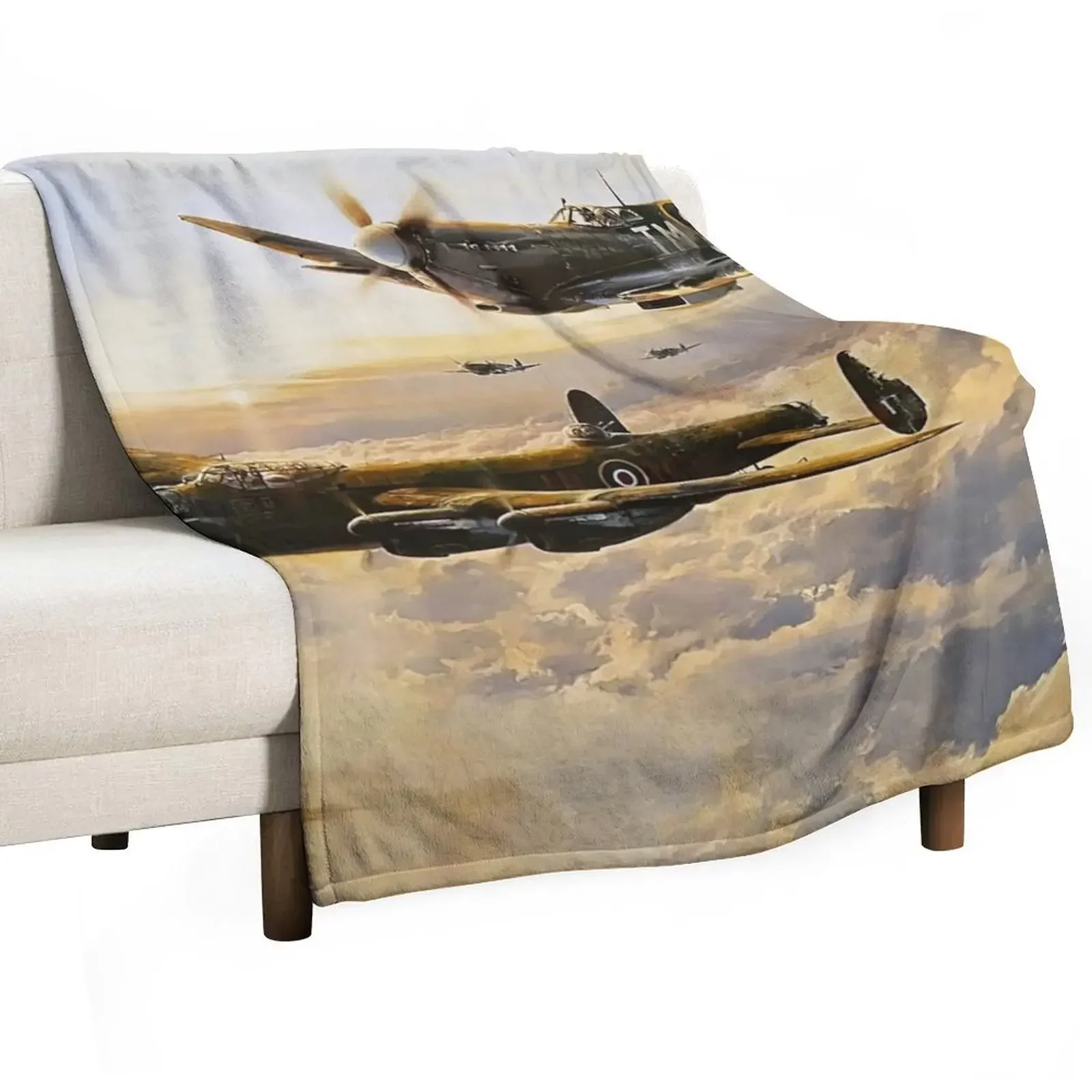 Spitfire Lancaster Escort Throw Blanket Comforter Summer Beddings Decorative Throw heavy to sleep Blankets