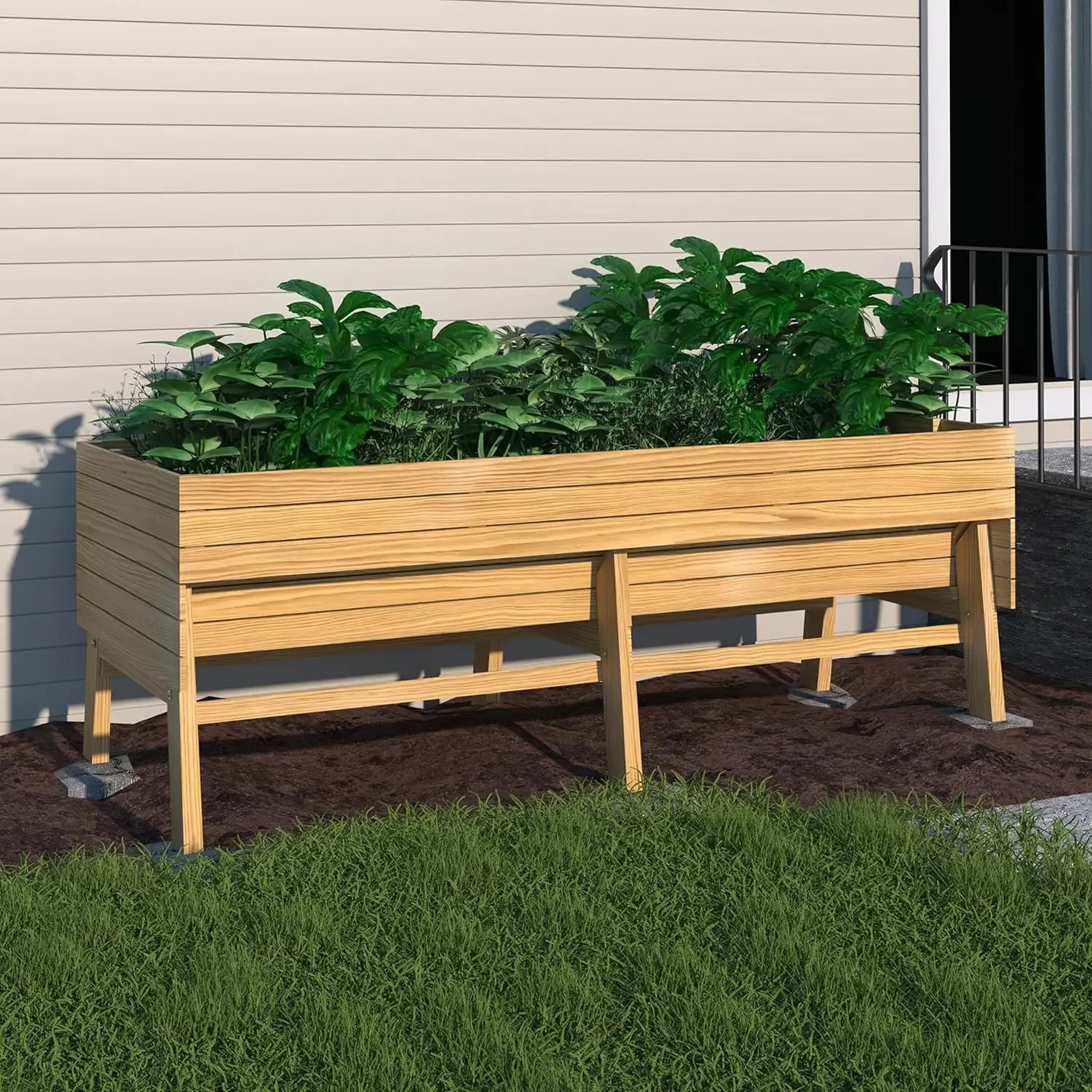 Raised Garden Bed Outdoor 6 x 3 x 2FT with Detachable Liner and 6 Legs Perfect for Backyard Patio Planting