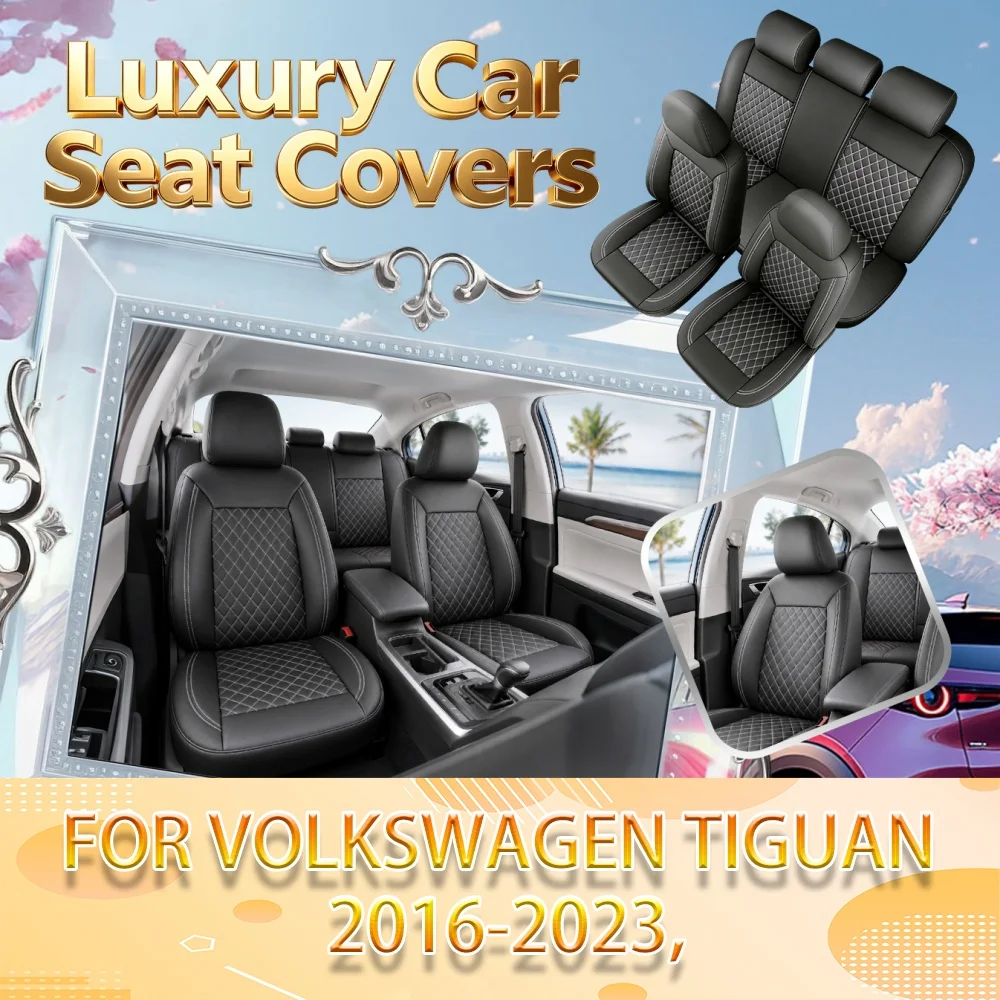 Für Volkswagen Tiguan 2016-2023 Hochwertiger Gesteppter Universeller Autositzbezug, Leicht zu Reinigen, Geeignet für Alle Jahreszeiten