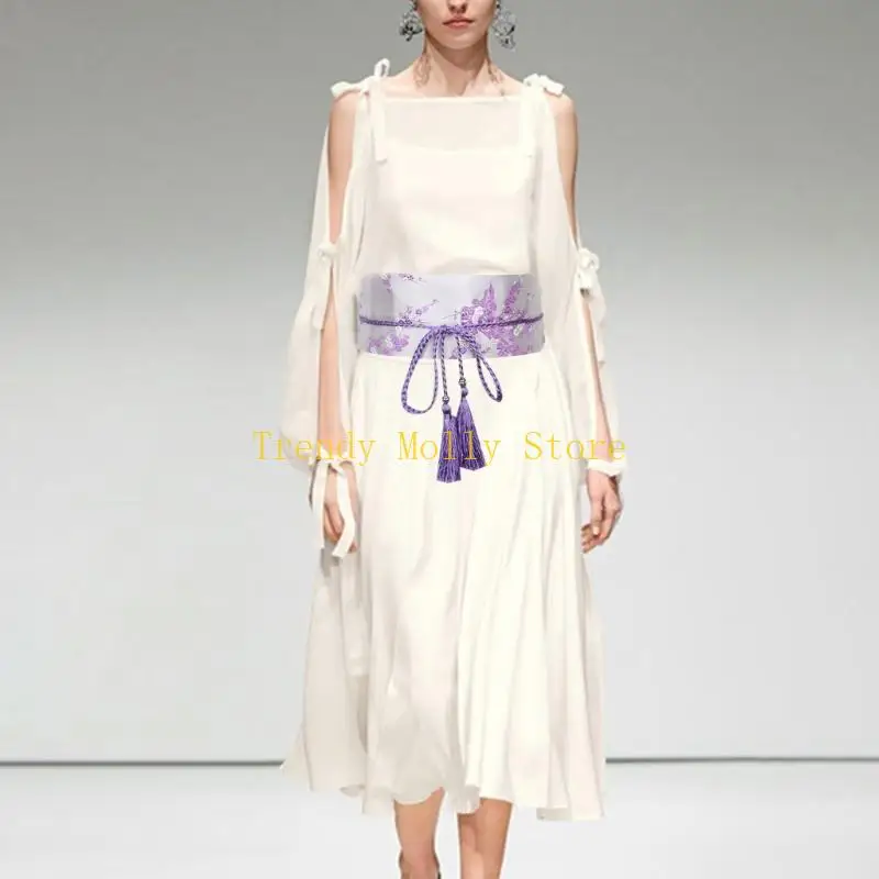 N5KB حزام الحزام القديم المطرز ملحق أنيق للملابس القديمة