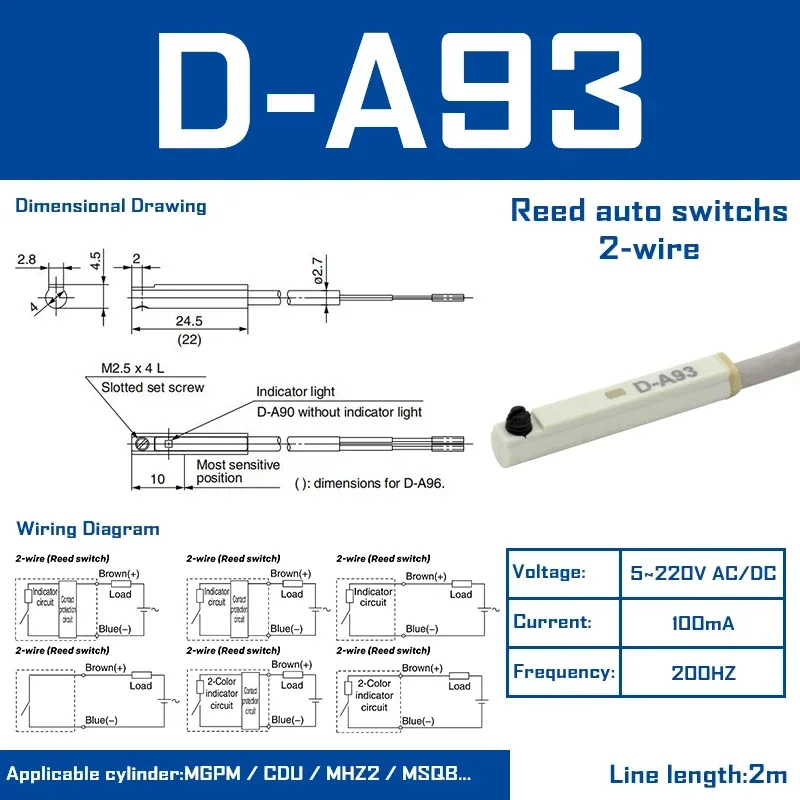 NONE 10 Teile/los Magnetische schalter sensor Reed auto schalter D-A93 Z73 C73 A54 A73 Solid state auto schalter D-M9B D-M9N D-M9P D-M9BV D-F8B 7