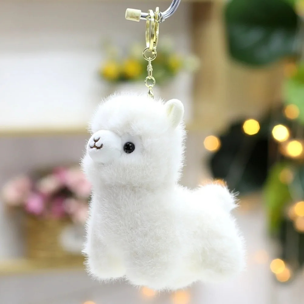 Portable Alpaca Pendant PP Cotton Soft Fluffy Texture Keychain Ornament Mini Sheep Gift