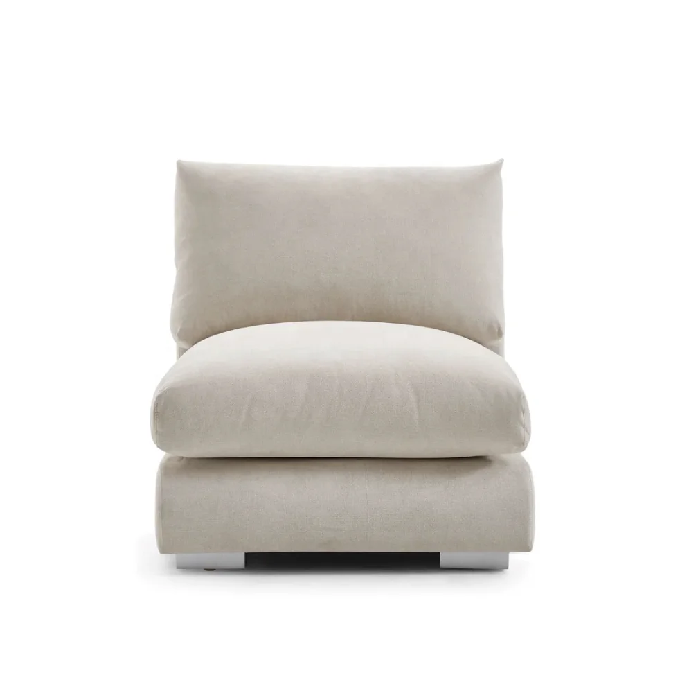Feathers Sofa 1Seater Linen Fabric Furniture Modular Sectional Sofa Set Feather Armlesschair Sofa