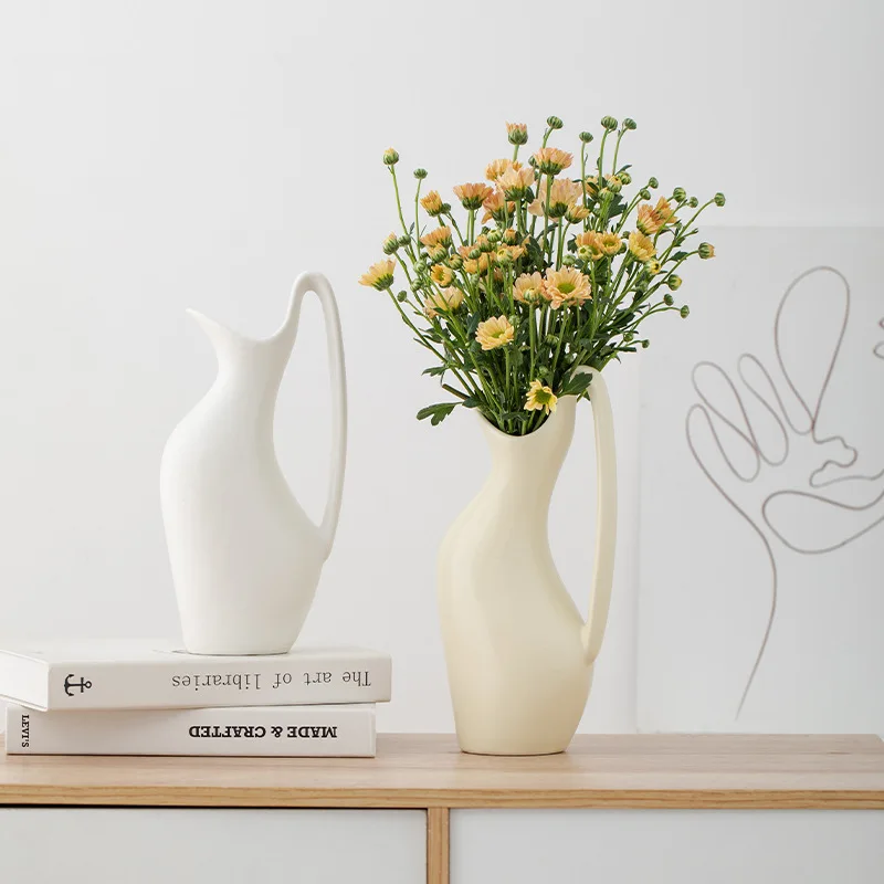 CAPIRON Single Ear Porcelain Vase for Dried Pampas Flower Home Decor Modern Artistic Boho Floral Arrangement Table Centerpiece