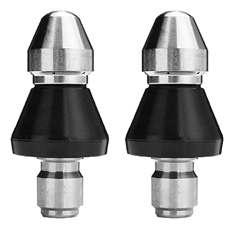 2PCS Sewer Cleaning Tool High-Pressure Nozzle, Stainless Sewer Jetter Nozzle, Sewer Jetter Kit for Pressure Washer 1/4In