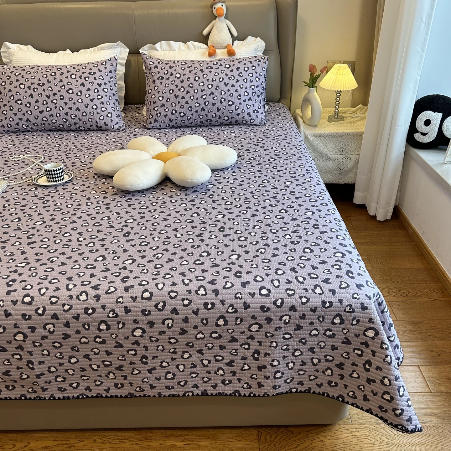 1pc Leopard Printed Bedspread Thicken Bed Cover with Lace Soft Mattress Protector Home colcha de cama casal 침대 커버(No Pillowcase)