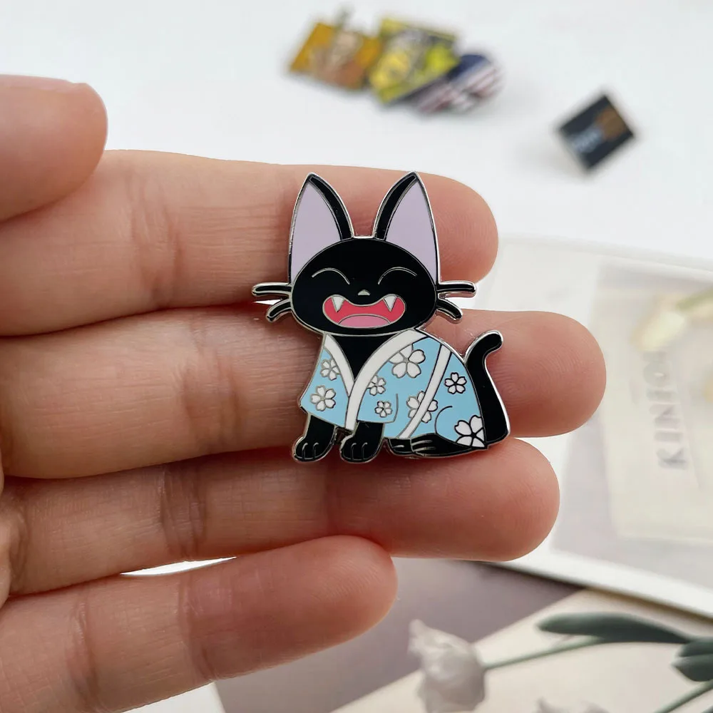Cute Gigi The Baker Hard Enamel Pin Cartoons Animal Black Cat Brooch Anime Fans Collectible Badge Gift